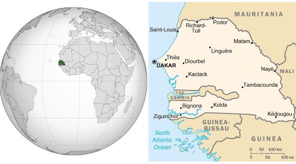 Mappa dell'Africa e del Senegal 