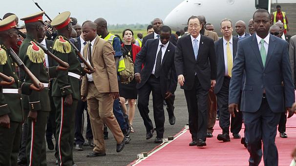 Ban Ki Moon all'arrivo a Bujumbura