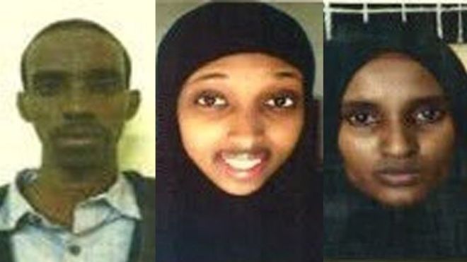 Gli arrestati: da sinistra: Mohammed Abdi Ali, Nuseiba Mohammed Haji and Fatuma Mohammed Hashi 