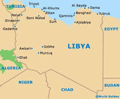 La mappa della Libia. Al confine con l'Algeria,verso il Niger si trova Ghat il villaggio dove sono stati rapiti gli italiani e il canadese