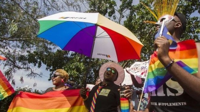 La manifestazione dei gay dell'anno scorso in Uganda (foto AFP)