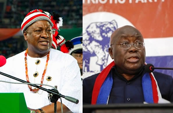 John Mahami, presidente del Ghana a sinistra Nana Akufo Addo, candidato alla presidenza, a destra