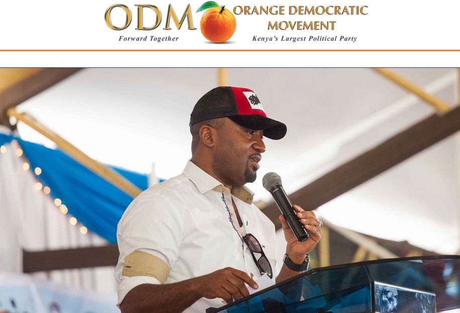 Il sito del Movimento democratico arancione dove appare l'immagine di Raila Odinga, candidato alla presidenza del Kenya