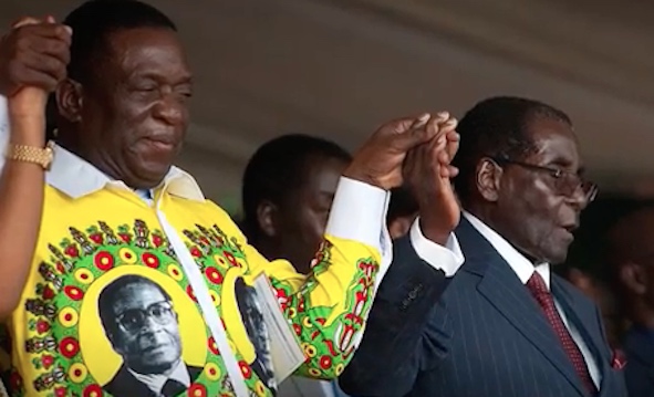 Emmerson “The Crocodile” Mnangagwe (a sin.) e Robert Mugabe