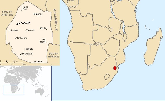 Mappa dello Swaziland