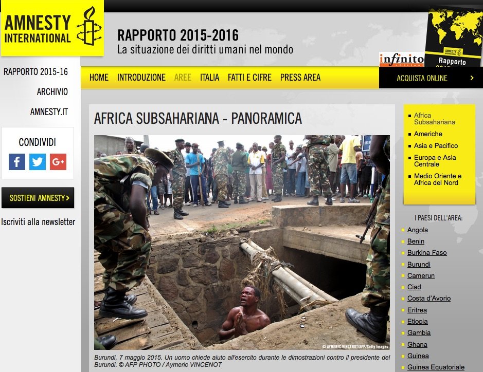 Pagina web del Rapporto 2015 di Amnesty International