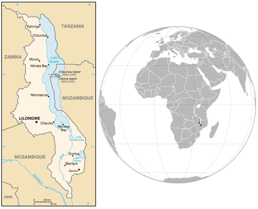 Mappa del Malawi