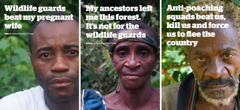 Alcune testimonianze: I guardaparco hanno picchiato mia moglie incinta. I miei antenati mi hanno lasciato questa foresta, non è per le guardie del parco. Le squadre anti-bracconaggio ci picchiano e ci uccidono e ci obbligano a lasciare il Paese. (courtesy © Survival International)