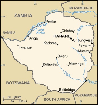 Mappa dello Zimbabwe