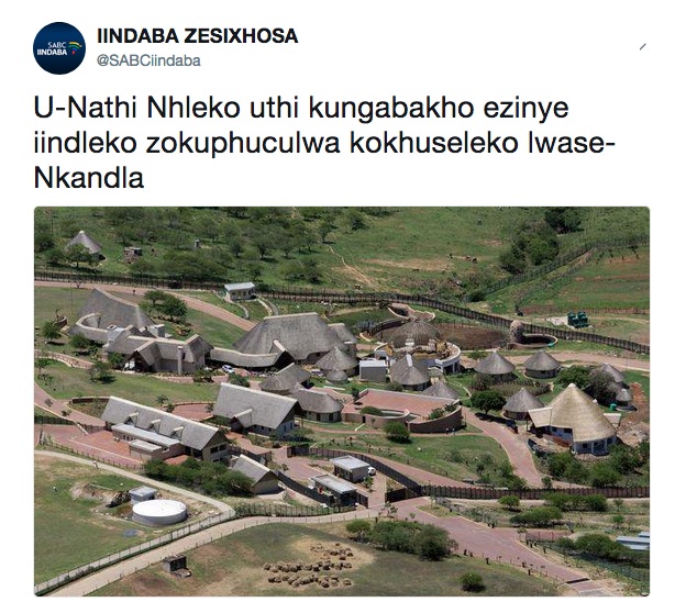 Un tweet che mostra il compound di Jacob Zuma