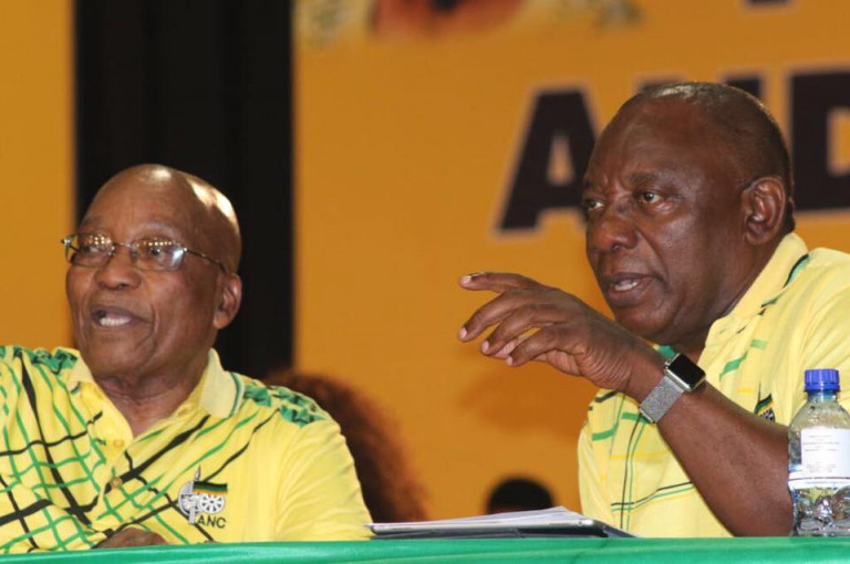 Jakob Zuma e Cyril Ramaphosa al 54° Congresso dell'Anc