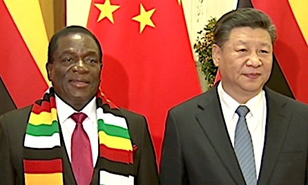 Emmerson Mnangagwa, presidente dello Zimbabwe e Xi Jinping, presidente della Repubblica Popolare Cinese (courtesy CGTN)