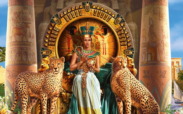 Cleopatra che nel 69 a.C. diviene regina d'Egitto unendosi al fratello Tolomeo di soli 12 anni 