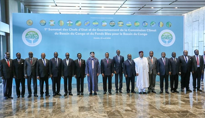 Capi di Stato africani, partecipanti al vertice di Brazzaville 29.4.2018 sul Bacino del Congo