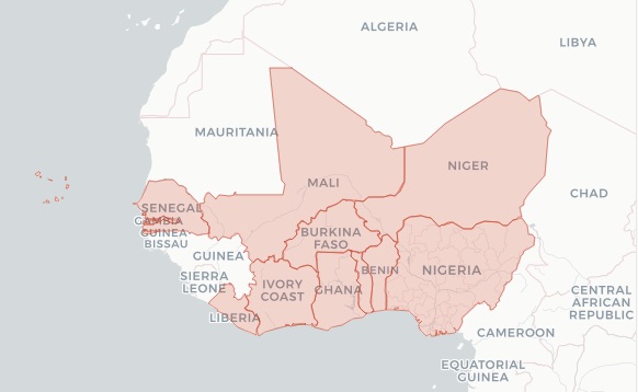 Mappa dei dodici Paesi dell'Africa occidentale che fanno parte di West Africa Leaks (Courtesy ICIJ)