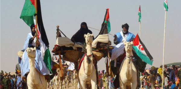 Dimostrazione del Fronte Pelisario nel Sahara occidentale