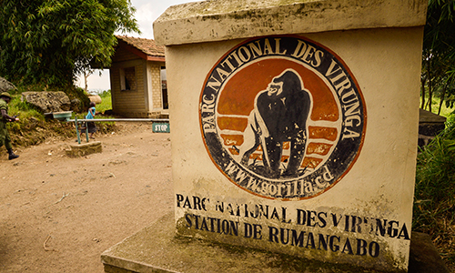 Una delle entrate del parco nazionale Virunga, in Congo-K 