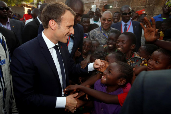 French President Il presidente francese Emmanuel Macron in una recente visita in Burkina Faso, 