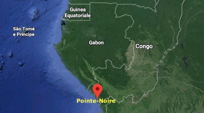 Mappa del Congo-B e la collocazione di Pointe-Noire (Courtesy Google Maps)