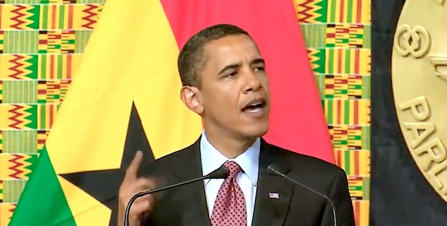 Barack Obama durante il discorso di elogio ad Anas Aremeyaw Anas