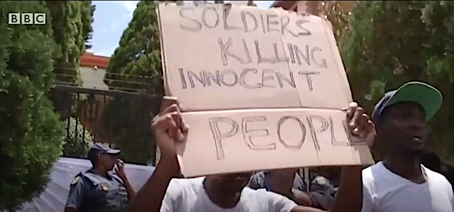 Manifestazione contro la violenza di cittadini zimbabwiani a Pretoria, Sudafrica 