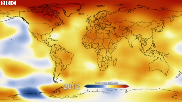 Temperatura della Terra nel 2012 Courtesy BBC)