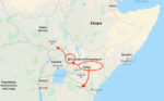 Mappa dell’invasione di cavallette in Uganda e Tanzania