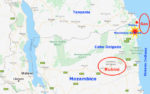 Mappa Cabo Delgado, con l’area dei giacimenti di gas e di rubini e dell’attacco jihadista (Courtesy GoogleMaps)