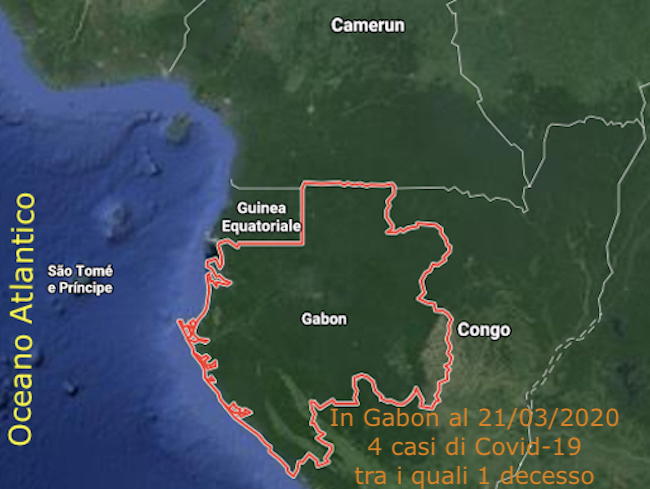 Mappa del Gabon - Covid-19