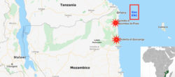Mappa di Cabo Delgado che indica gli scontri tra Forze armate mozambicane e jihadisti