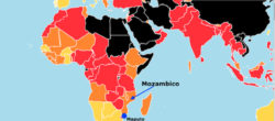 Mappa sulla libertà di stampa di Reporters sans Frontieres: il Mozambico nel 2020 e al 104° posto su 180 Paesi (Courtesy RSF)