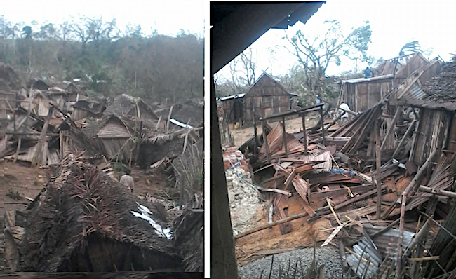 Abitazioni distrutte dal ciclone Batsirai