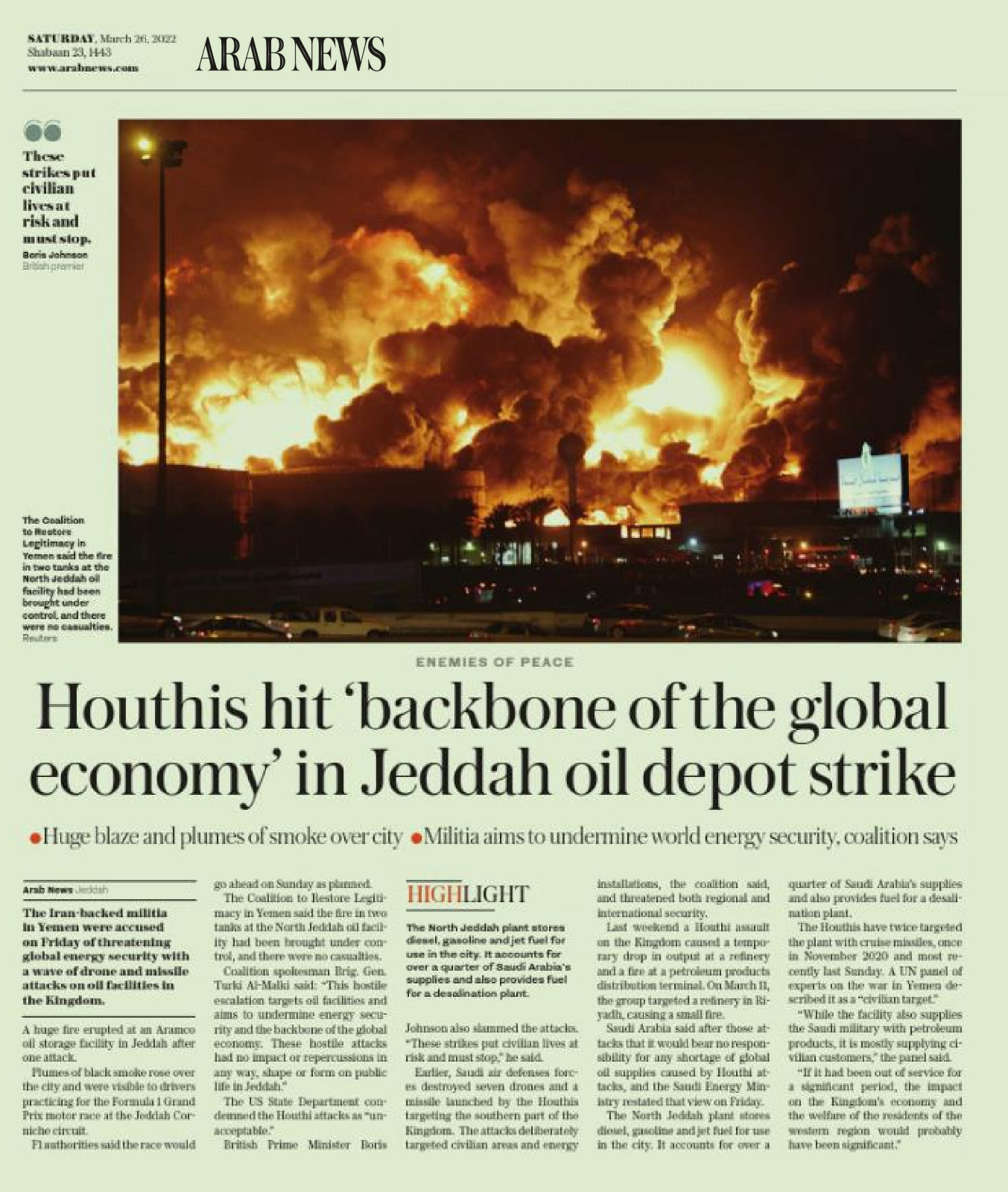 Missili yemeniti sugli impianti di gas e di petrolio sauditi: timori per la Formula 1 e per rifornire l’Europa