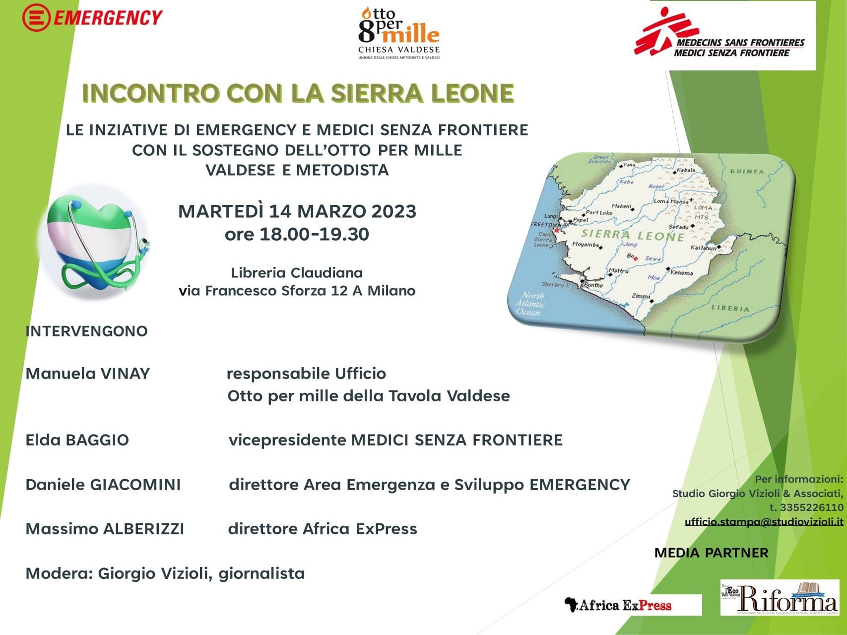Sierra Leone: il 14 Marzo convegno dei valdesi con Emergency, Medici senza Frontiere e Africa ExPress