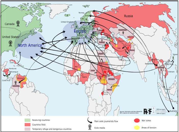 Libertà di stampa RSF mappa 