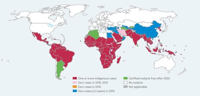 OMS mappa malaria nel mondo