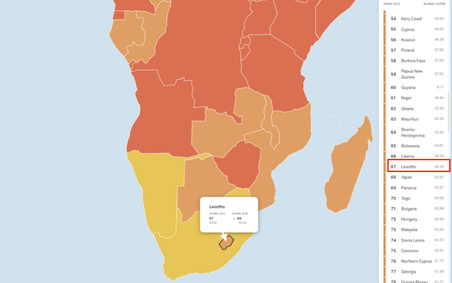 mappa Lesotho RSF2023