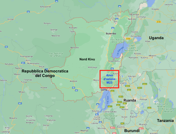 Congo-K mappa area azione M23