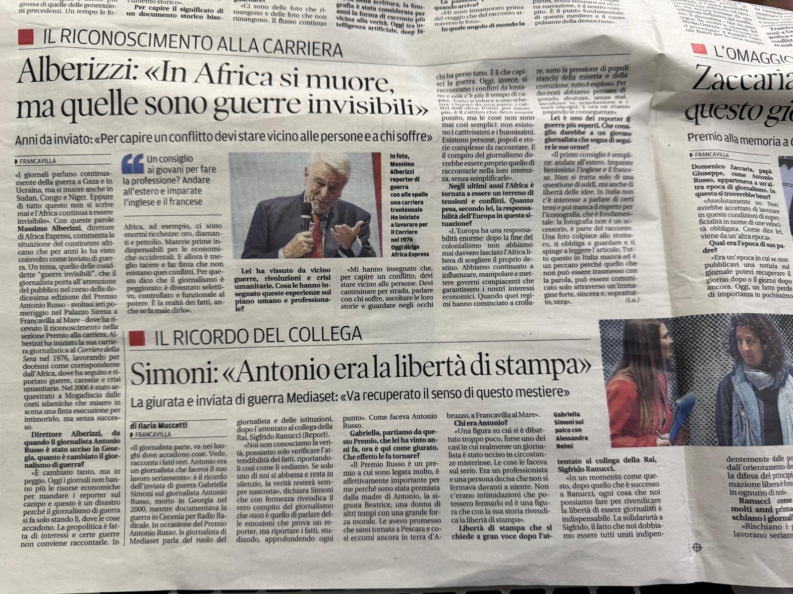 Premio alla carriera per Massimo Alberizzi, direttore di Africa ExPress