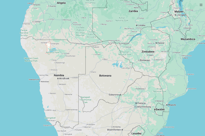 Mappa dell'Africa australe