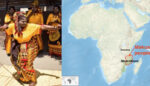 donna macùa che danza e mappa Mozambico