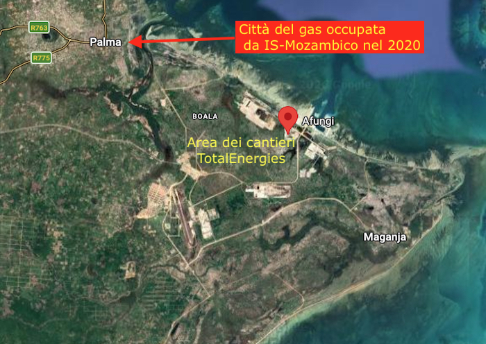 Mappa della penisola di Afungi